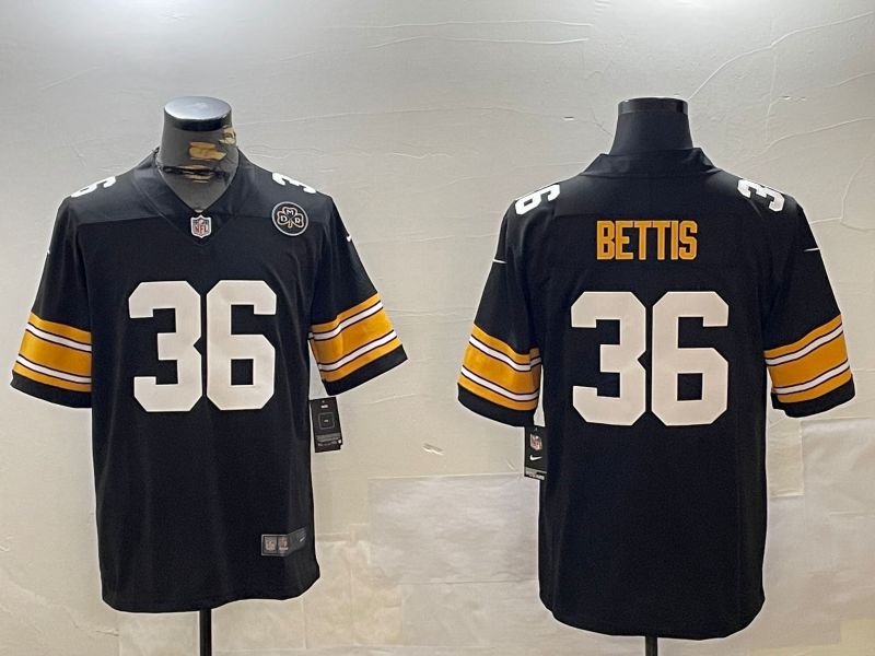 Men Pittsburgh Steelers #36 Bettis Black 2024 Nike Limited NFL Jersey style 12162->youth mlb jersey->Youth Jersey